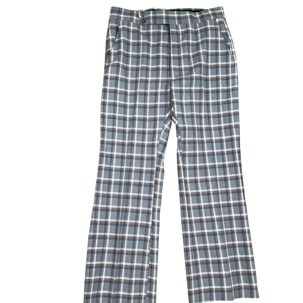 Haggar Dress Pants Men 34W 30L Gray Plaid Expand-O-Matic 70s Trousers‎ Vintage
